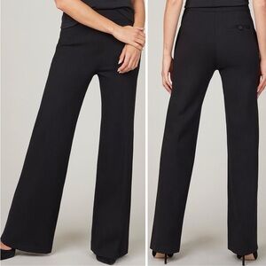 SPANX XL Perfect Wide Leg Pant Black Pull On Ponte Stretch Shaping